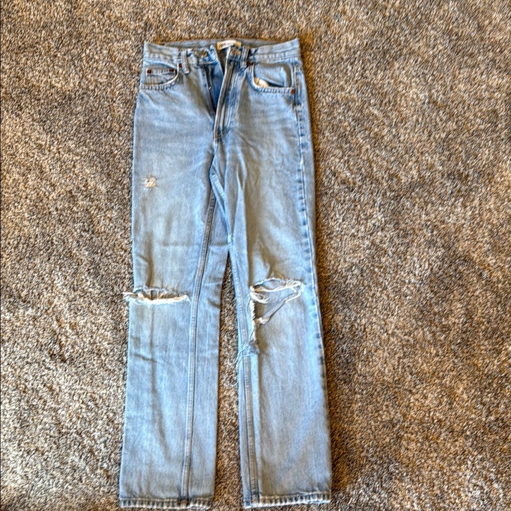 Zara Blue Straight Leg Jeans Classic Style